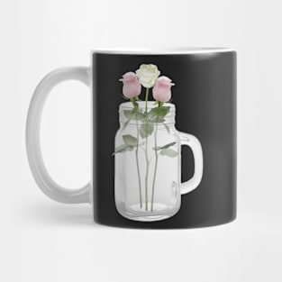 Roses in Mason Jar with Handle Mug